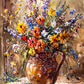 Painting Of a Vase of Flowers On Ledge Print 100% Australian Made 40x60cm Stretched Canvas Ready to Hang