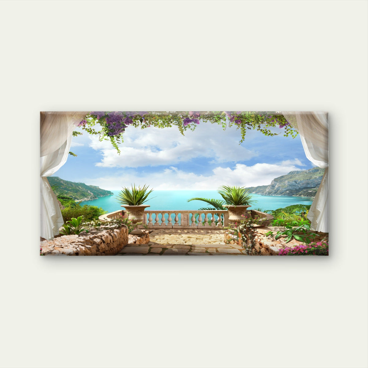 Italy Amalfi Terrace View Wall Art Canvas Office Home Room Framed 80x45cm