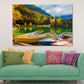 Boats on Lake & Autumn Forest Print 100% Australian Made Stretched Canvas Ready to Hang - NT-113