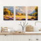 3pcs Watercolor Vibrant Oil Painting House Metal Print Ready to Hang Art