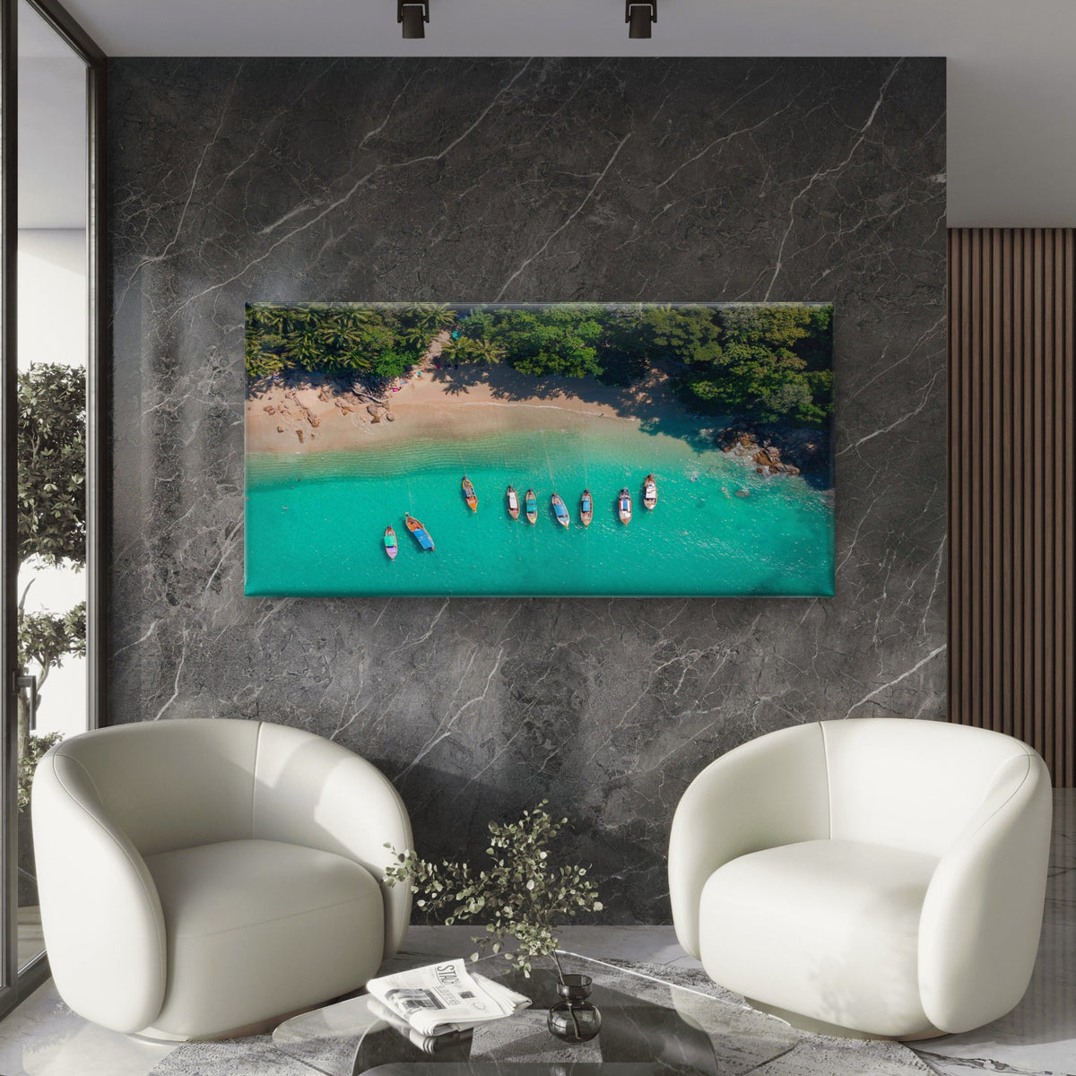 Aerial View Travel Landscape Wall Art Canvas Office Home Room Framed 120x60cm