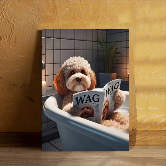 Funny Dog Bath Canvas Wall Art Print 100% Australian Made 40x60cm Stretched Canvas Ready to Hang