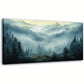 Misty Forest Serene Nature Scene Pine Trees & Misty Peaks Wall Art canvas office home room framed 120x60cm