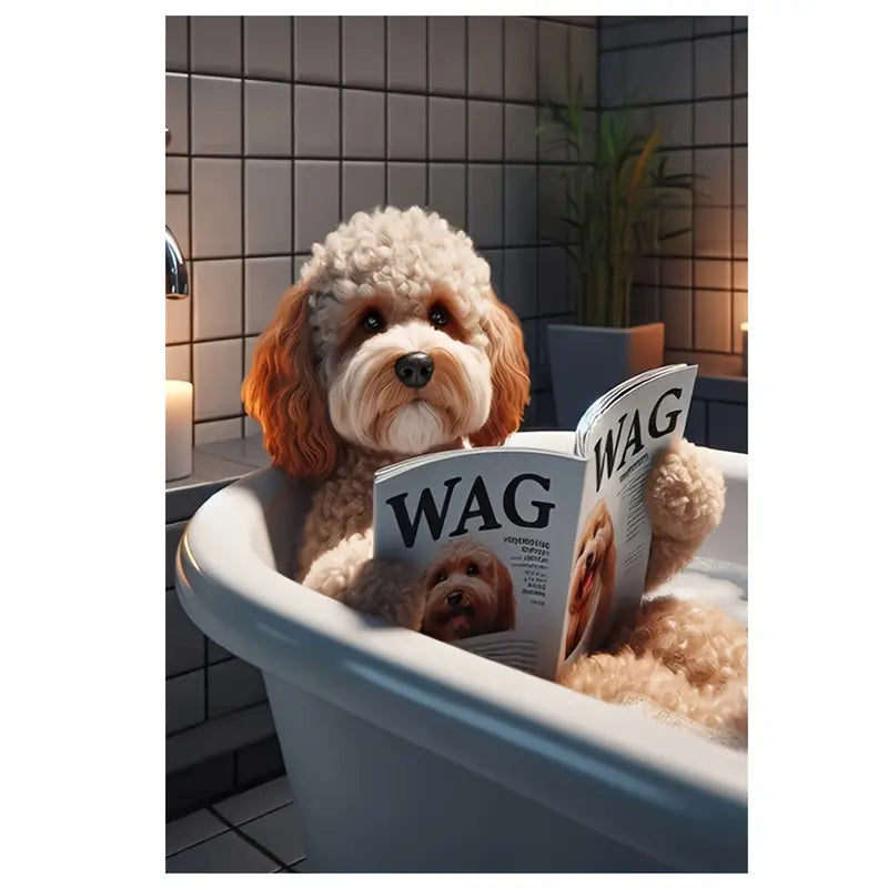 Funny Dog Bath Canvas Wall Art Print 100% Australian Made 40x60cm Stretched Canvas Ready to Hang