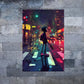 Walking Man On Street Night Print 100% Australian Made 40x60cm Stretched Canvas Ready to Hang