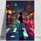 Walking Man On Street Night Print 100% Australian Made 40x60cm Stretched Canvas Ready to Hang