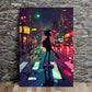 Walking Man On Street Night Print 100% Australian Made 40x60cm Stretched Canvas Ready to Hang