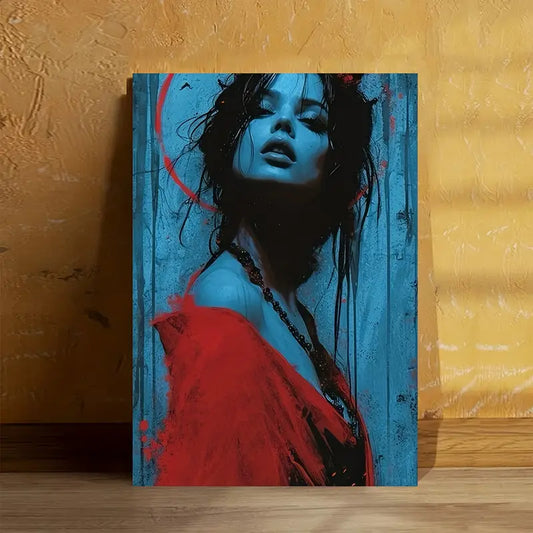 Chic Lady in Red Dress Canvas Art Print 100% Australian Made 40x60cm Stretched Canvas Ready to Hang