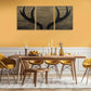 3pcs Majestic Two-Pointed Antlers on Burlap Backdrop Metal Print Ready to Hang Art