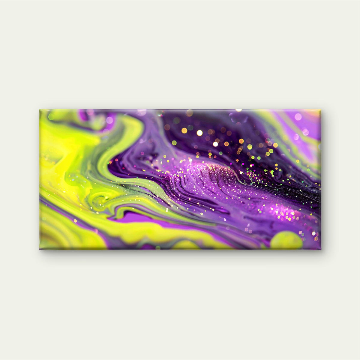 Neon Yellow Purple Hues Wall Art Canvas Office Home Room Framed 80x45cm