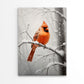 Red Bird Perched on a Snowy Branch Print 100% Australian Made 40x60cm Stretched Canvas Ready to Hang