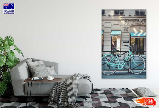 Bicycle In front of Fashion Store Print 100% Australian Made Stretched Canvas Ready to Hang - FS - 114