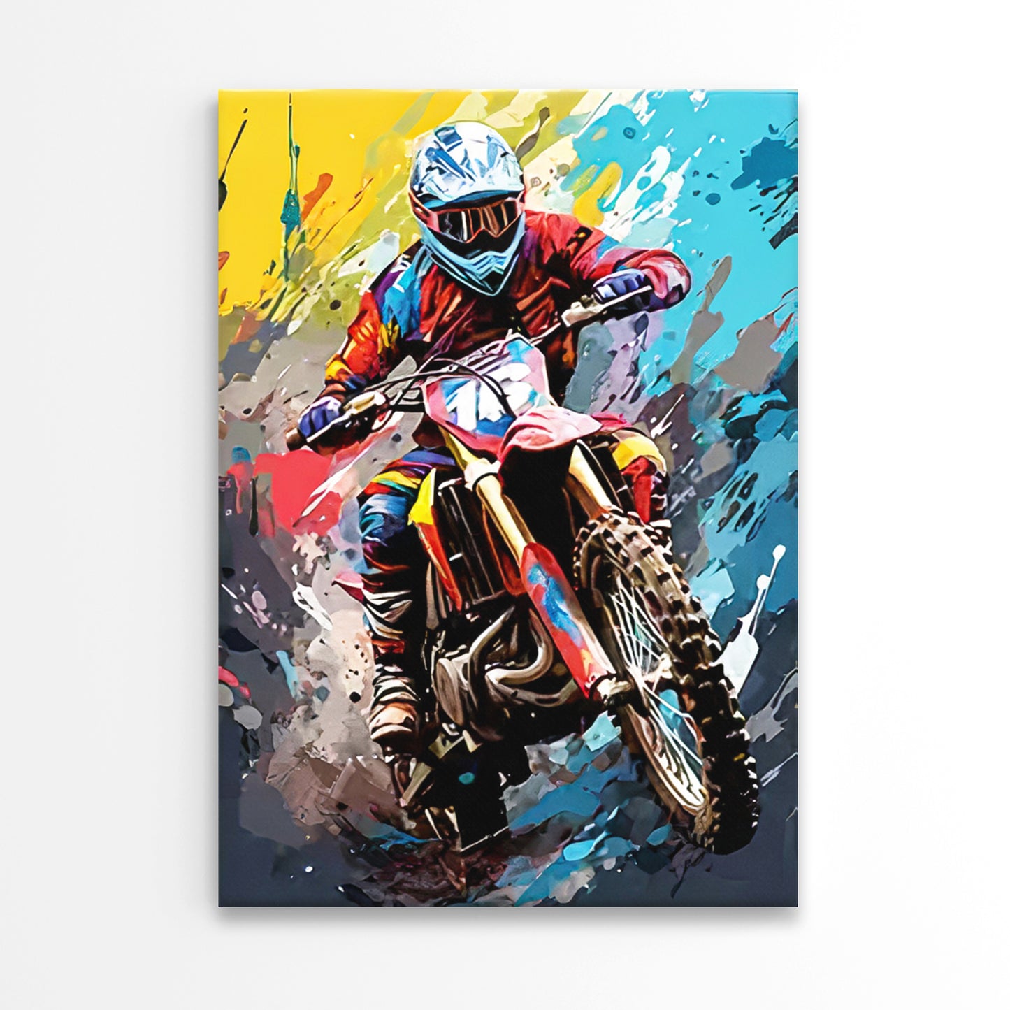 Bike Rider Colorful Background Painting Print 100% Australian Made 40x60cm Stretched Canvas Ready to Hang