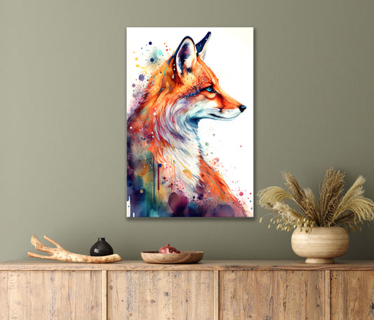 Art Of A Colorful Fox Print 100% Australian Made 40x60cm Stretched Canvas Ready to Hang