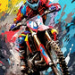 Bike Rider Colorful Background Painting Print 100% Australian Made 40x60cm Stretched Canvas Ready to Hang