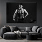 Grayscale of a Fit Male Bodybuilder Print 100% Australian Made Stretched Canvas Ready to Hang - BW-114