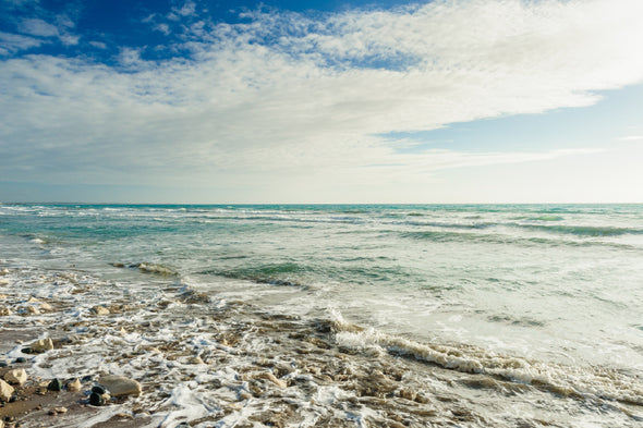 Sea Waves, Clouds & Blue Sky Print 100% Australian Made Stretched Canvas Ready to Hang - BC-114