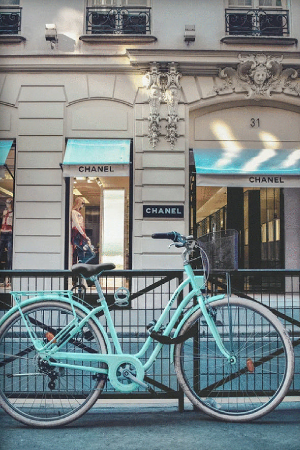 Bicycle In front of Fashion Store Print 100% Australian Made Stretched Canvas Ready to Hang - FS - 114