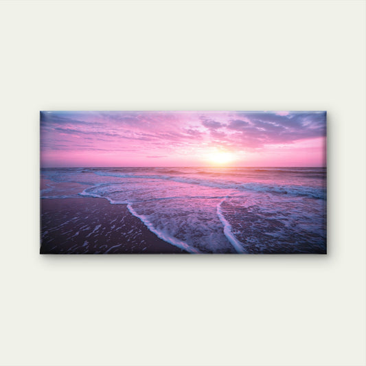 Malibu Beach Purple Sunset USA Wall Art Canvas Office Home Room Framed 80x45cm