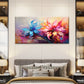 Bright Blue Pink Abstract Flowers Wall Art Canvas Office Home Room Framed 80x45cm