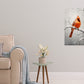 Red Bird Perched on a Snowy Branch Print 100% Australian Made 40x60cm Stretched Canvas Ready to Hang