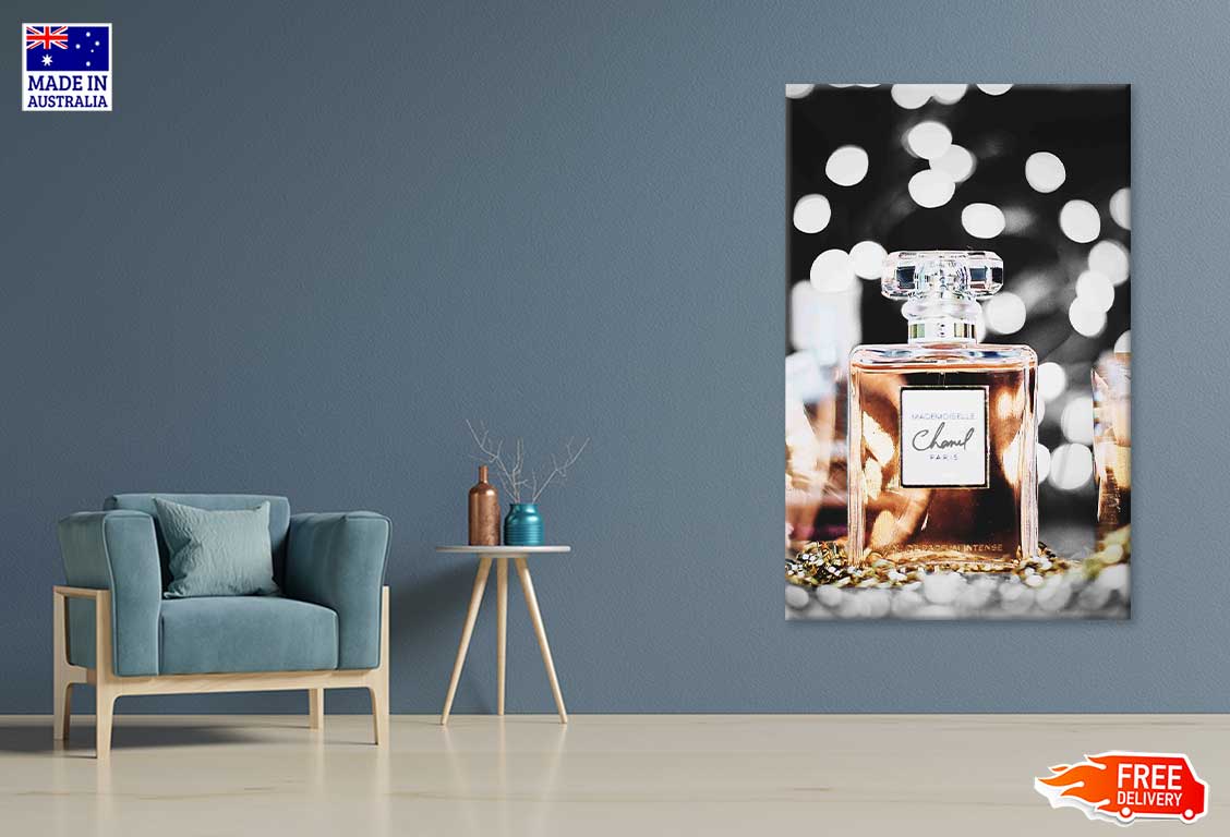 Focused View of Pink Perfume Bottle Fashion Print 100% Australian Made Stretched Canvas Ready to Hang - FS - 147