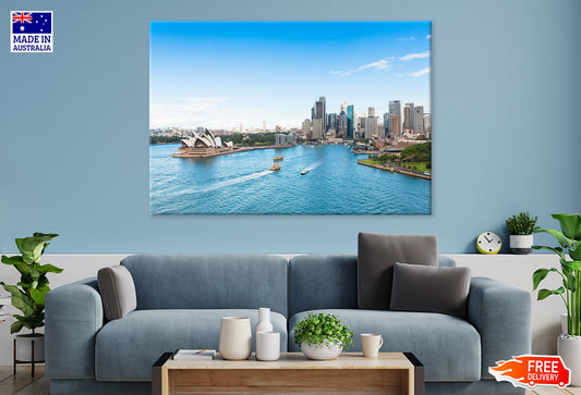 Circular Quay and Opera House in Sydney Print 100% Australian Made Stretched Canvas Ready to Hang - AU-114