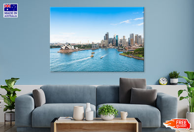 Circular Quay and Opera House in Sydney Print 100% Australian Made Stretched Canvas Ready to Hang - AU-114