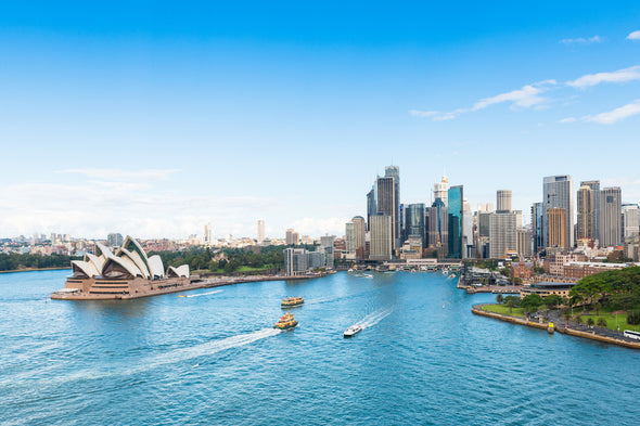 Circular Quay and Opera House in Sydney Print 100% Australian Made Stretched Canvas Ready to Hang - AU-114