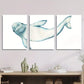 3pcs Ocean Whale Watercolor Nautical Blue Metal Print Ready to Hang Art