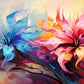 Bright Blue Pink Abstract Flowers Wall Art Canvas Office Home Room Framed 120x60cm