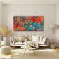 Boho Mandala Teal Orange Pattern Wall Art Canvas Office Home Room Framed 120x60cm