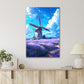 Windmill In a Vibrant Purple Lavender Field with Blue Sky Print 100% Australian Made 40x60cm Stretched Canvas Ready to Hang