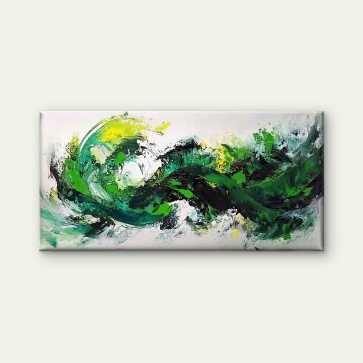 Green Tones & Bubble Effects Wall Art Canvas Office Home Room Framed 120x60cm