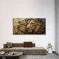 Modern Textured Bronze Lion and Cubs Wall Art Canvas Office Home Framed 120x60cm