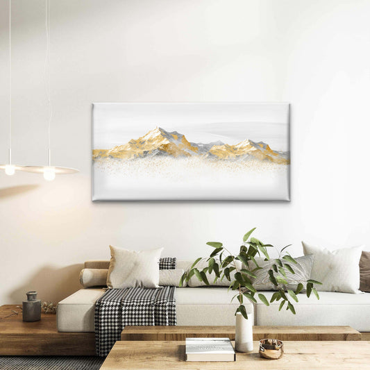 Abstract Gold Leaf Mountain Ridge Wall Art Canvas Office Home Framed 80x45cm