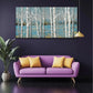 Navy Blue Forest Rustic Birch Trees Wall Art canvas office home room framed 120x60cm