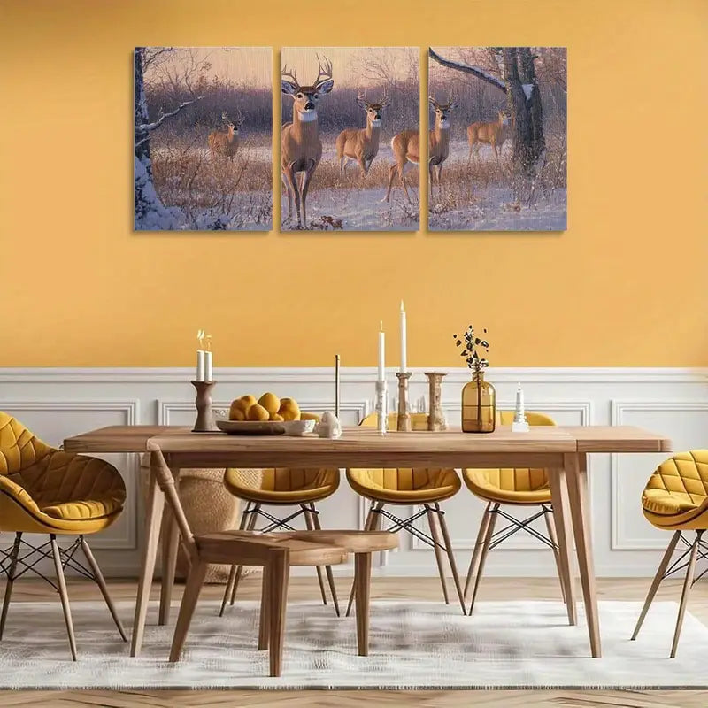 3pcs Watercolor Deer Stunning Painting Metal Print Ready to Hang Art