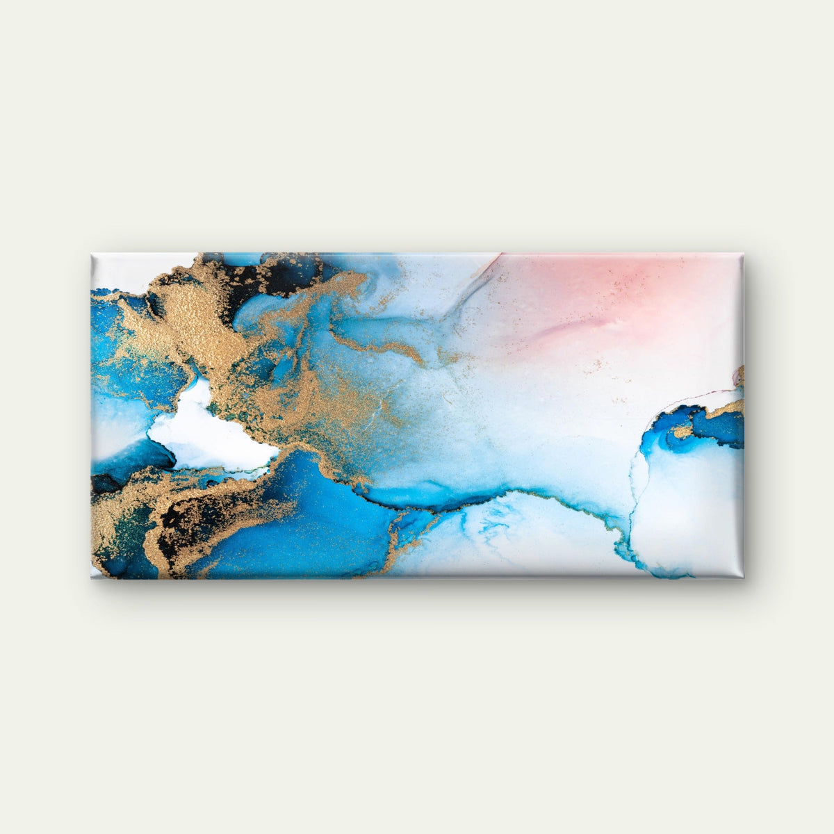Blue Gold Abstract Canvas Wall Art Canvas Office Home Room Framed 120x60cm