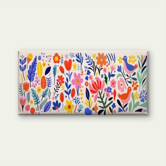 Abstract Botanical Floral Wall Art Canvas Office Home Room Framed 80x45cm