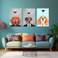 3pcs Featuring Dogs in Suits with Wine Glasses on Their Heads Metal Print Ready to Hang Art