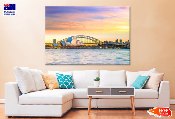 Downtown Sydney skyline in Australia Print 100% Australian Made Stretched Canvas Ready to Hang - AU-115