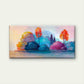 Impasto Autumn Lake Landscape Wall Art Canvas Office Home Room Framed 80x45cm