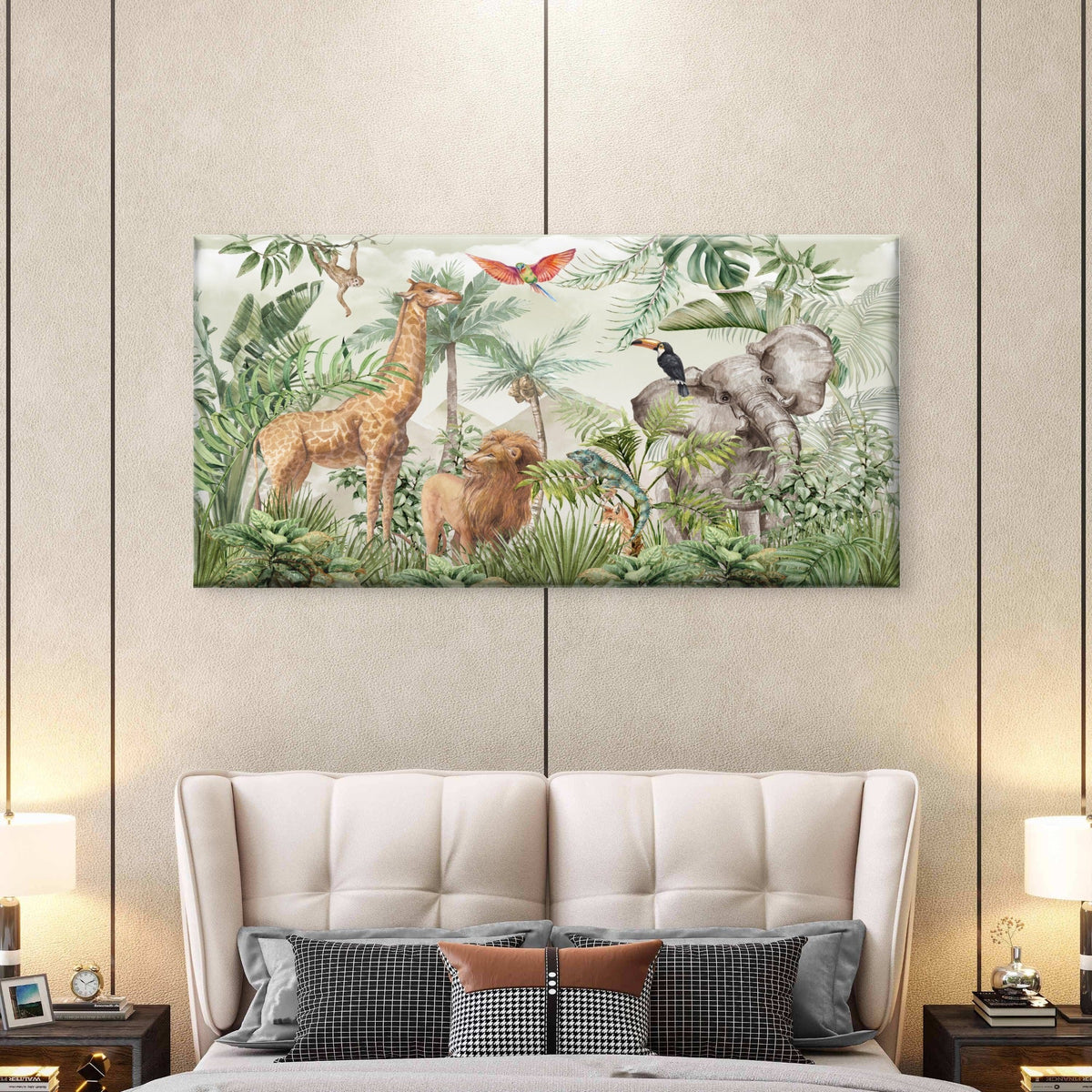 Africa Safari Jungle Animal Wall Art Canvas Office Home Room Framed 80x45cm