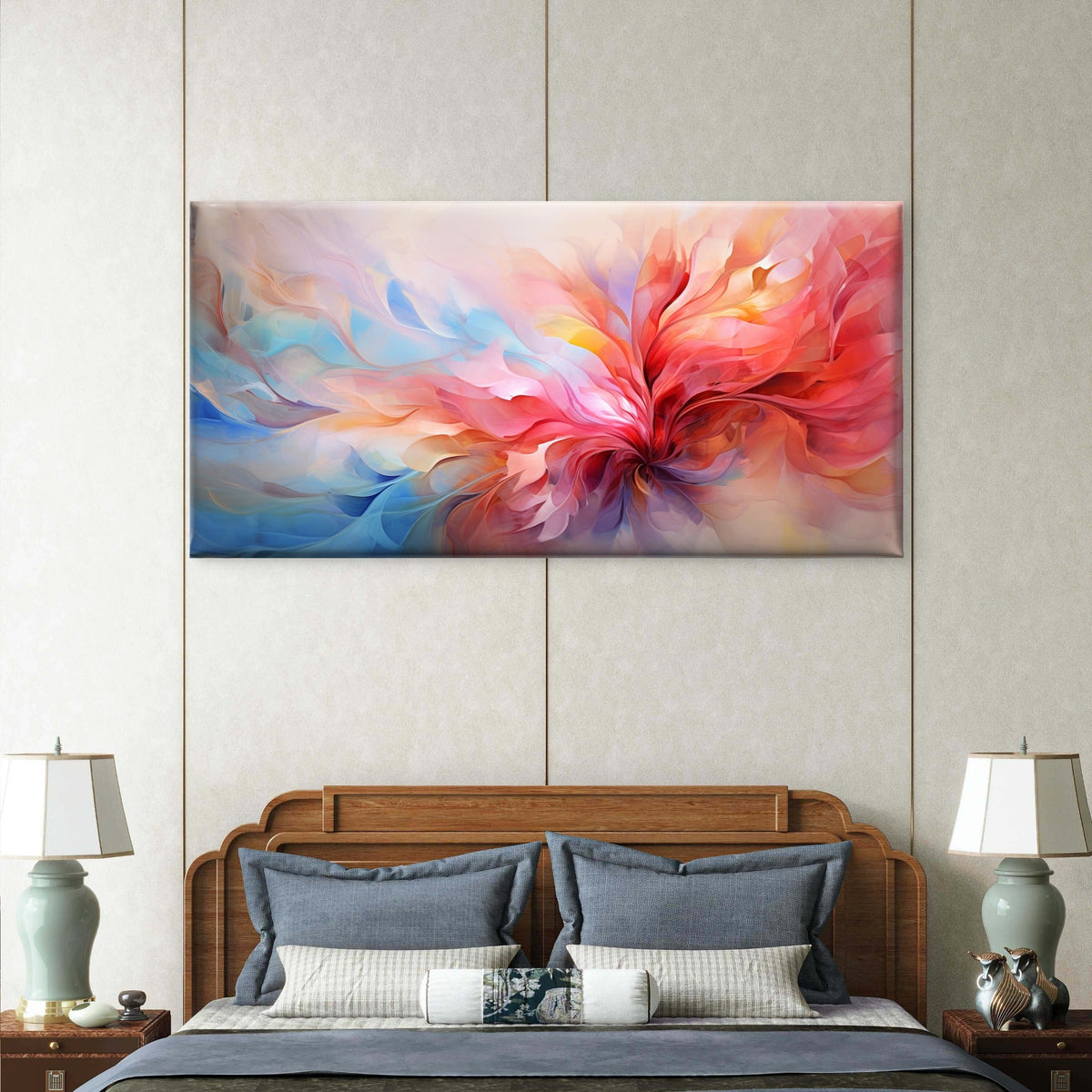 Fluid Pastel Color Waves Wall Art Canvas Office Home Room Framed 120x60cm