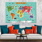 The World Map Illustration Print 100% Australian Made Stretched Canvas Ready to Hang - MP-115