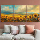 3pcs Sunflower Field with Autumn Backdrop Metal Print Ready to Hang Art