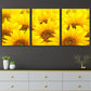 3pcs Sunflower Scenery Vibrant Yellow Design Metal Print Ready to Hang Art