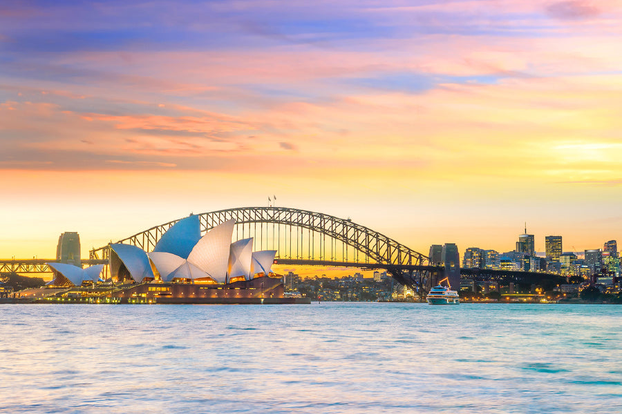 Downtown Sydney skyline in Australia Print 100% Australian Made Stretched Canvas Ready to Hang - AU-115