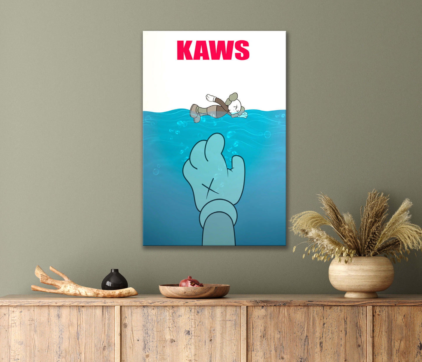 Comic Cartoon Character Gracefully Floating in The Pool Print 100% Australian Made 40x60cm Stretched Canvas Ready to Hang